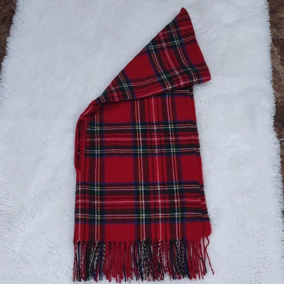 Mud Pie Red Plaid Fringe Scarf - Picture 11 of 12
